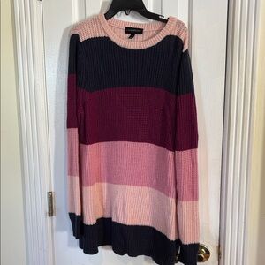 Lane Bryant Pink and Navy Knit Sweater